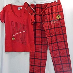 Chicago Blackhawks 3 Piece Flannel PJ Set